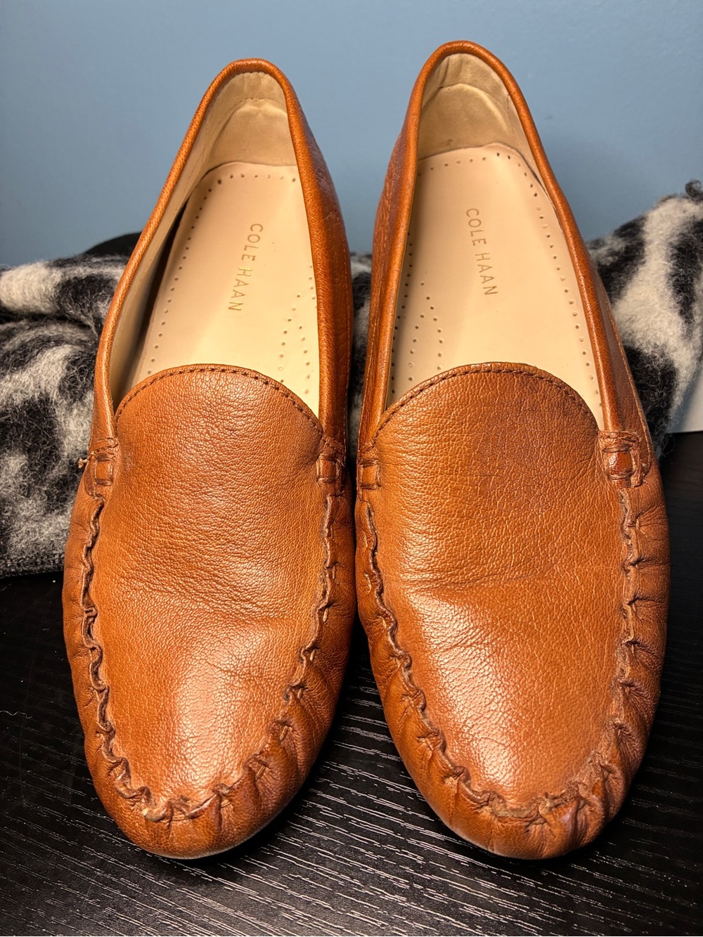 Cole Haan Cognac Leather Slip-On Moccasin Loafers